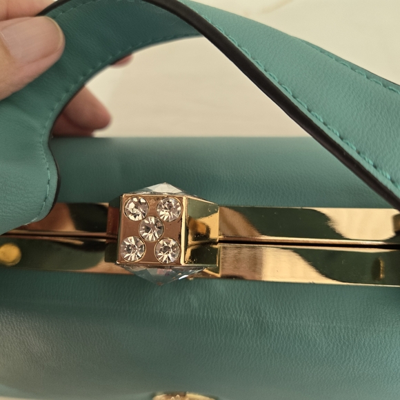 NWT Elegant Teal Handbag with Gold Accents - Picture 5 of 10